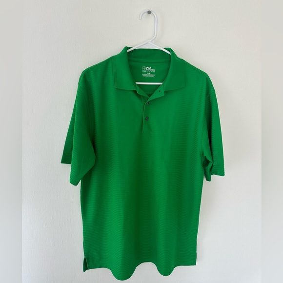 PGA Tour Men's Polo Short Sleeve Golf Shirt, Solid Green, Size Large. - Picture 2 of 11